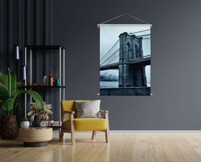 Textielposter Brooklyn Bridge New York Zwart Wit