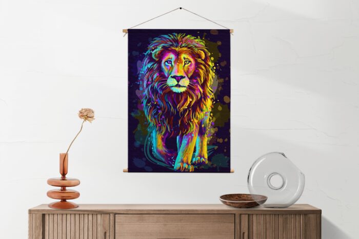 Textielposter Colored Lion