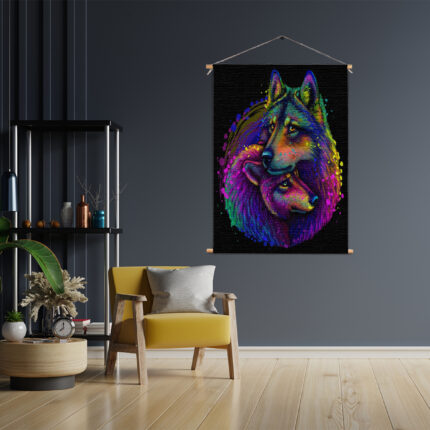 Textielposter Colored Wolves