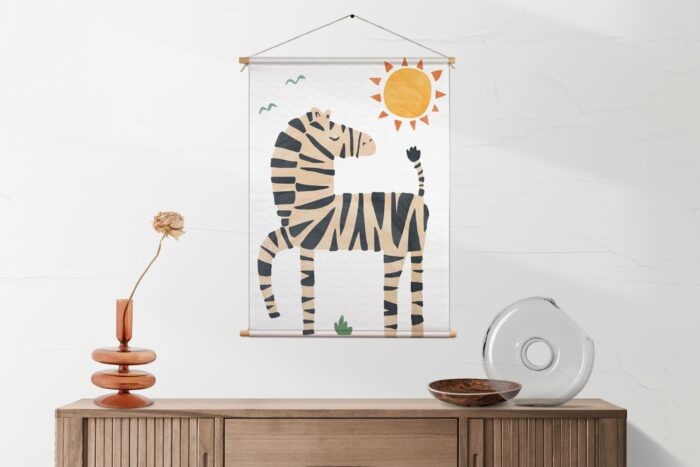 Textielposter Zebrapaardje in het zonnetje