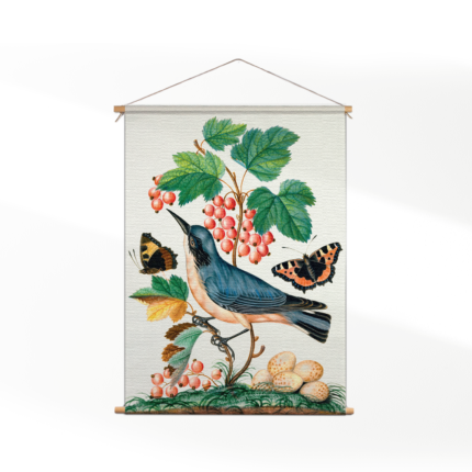 Textielposter Prent Natuur Vogel en Bloemen 10